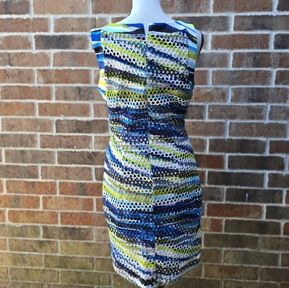 Frank Lyman Design Blue and Yellow Striped Midi Dress - Picture 5 of 11